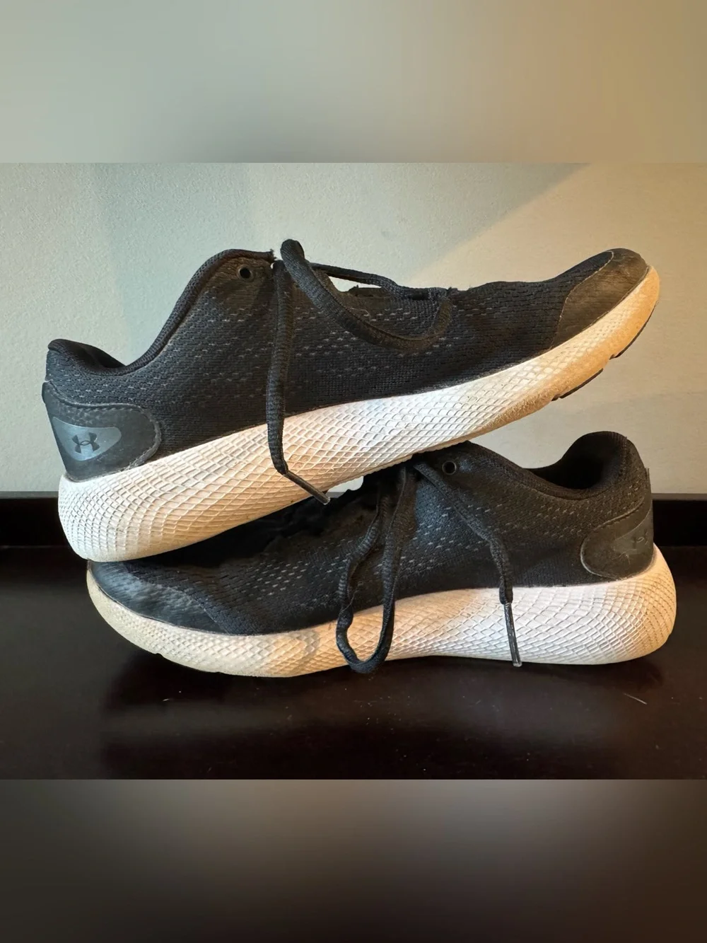 Youth 7 Under Armour Charged Pursuit Black sneakers